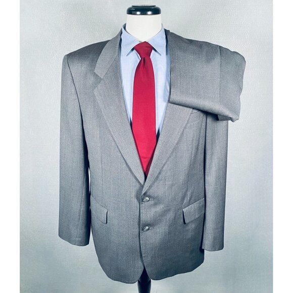 Hart Schaffner Marx Suit Mens 44L Gray Wool 2 Piece Union Made 36x31 - Picture 1 of 16